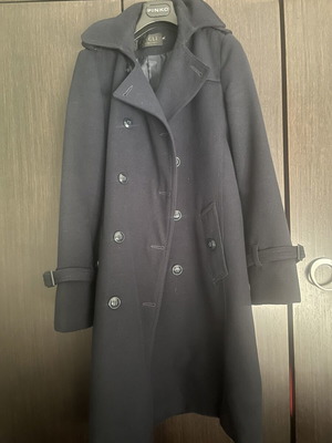 Dark blue trench-style coat, size S