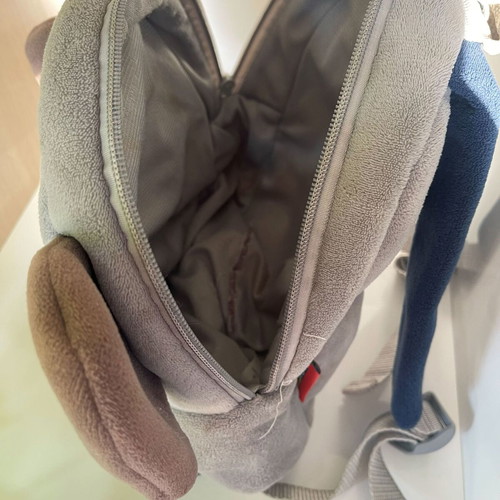 Kakoo Kids Plush Elephant Backpack like new, grey and blue