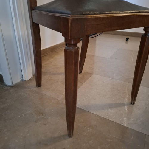 Wooden chairs with leather seats used, set of two