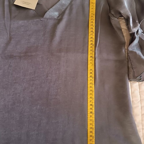 Simple satin blouse with ruffle sleeves new, khaki