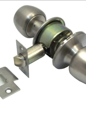 Door knob lock without key for bathroom nickel matte new