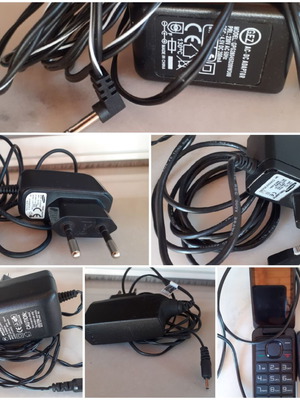 Alcatel flip phone with 7 vintage chargers and Samsung wired headphones used