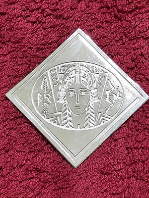Silver-plated pin replica of Amyklai seal