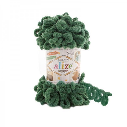 Handmade pet blanket with Alize Puffy yarn, green, made to order