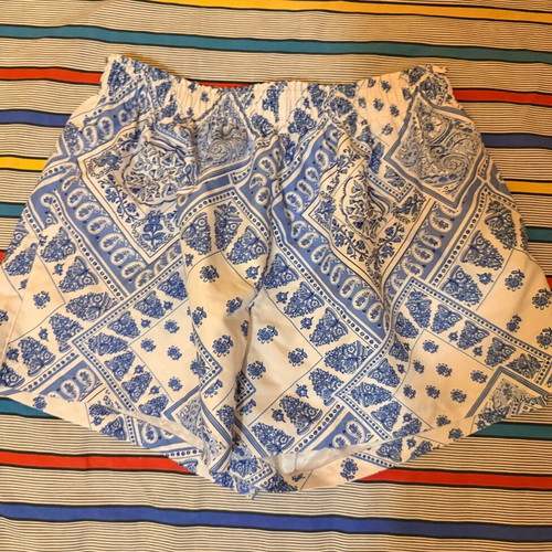 Next summer shorts for girls with blue-white paisley print, like new
