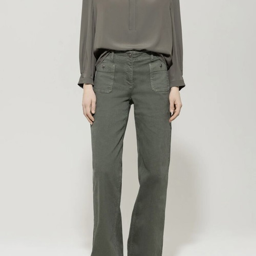 Shirt blouse gray khaki like new, size M