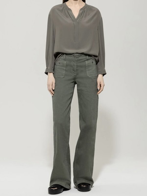Shirt blouse gray khaki like new, size M