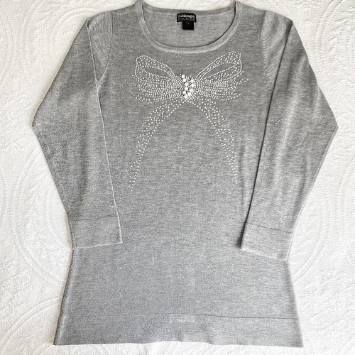 Fullah Sugah long blouse new, grey with bow and strass pearls