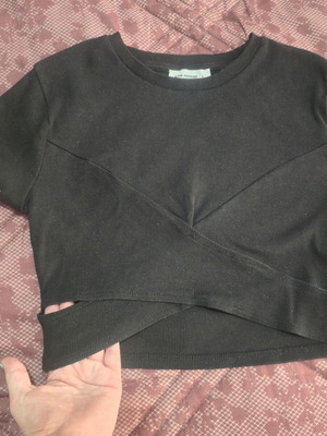 Pink Woman μαυρο crop top μπλουζάκι