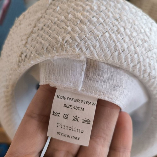 Piccolino Baptism Straw Hat And Scarf New Size 48cm