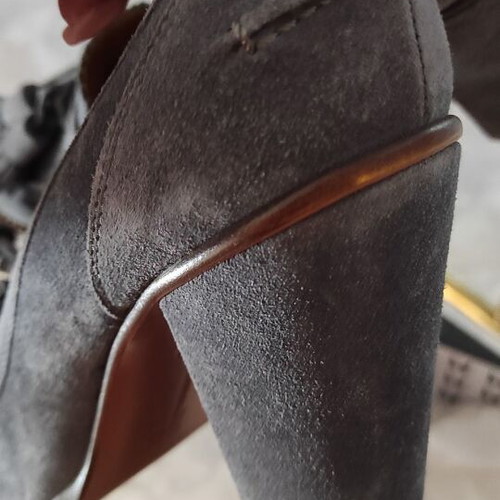 Suede leather heels new, thick 10cm heel, size 39.5