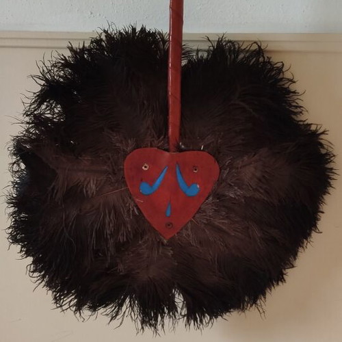 African Chief's Fan like new, traditional ostrich feather decoration