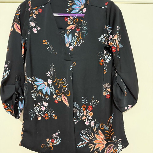 Stradivarius black floral shirt like new