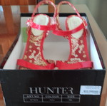 Hunter women's sandals used, red patent leather, size 39