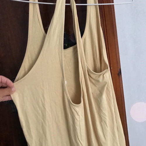 Mini elastic dress new, beige with crisscross back tie