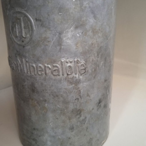Metal galvanized canister 1lt vintage East Germany DDR used