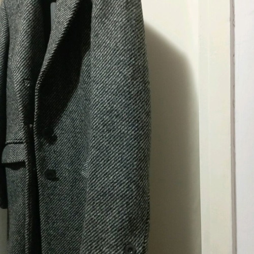 Wool Coat tailor made in classic line, new, black and white