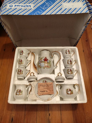 Vintage porcelain coffee and tea set FP Zajecar new in box