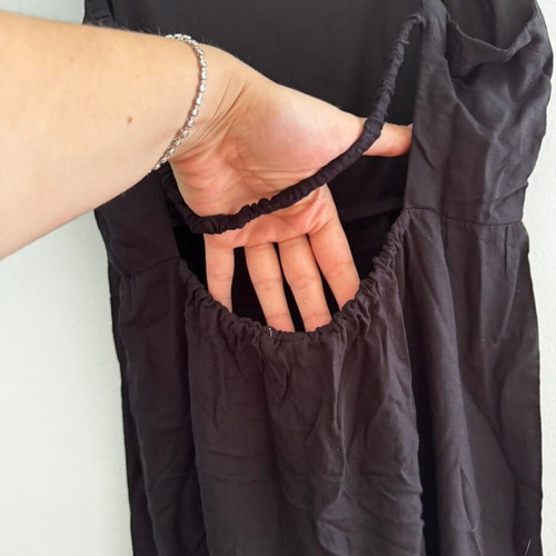 Black backless dress, slightly sheer