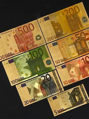 Πλήρης σειρά επίχρυσα ευρώ καινούργια, συλλεκτικά χαρτονομίσματα