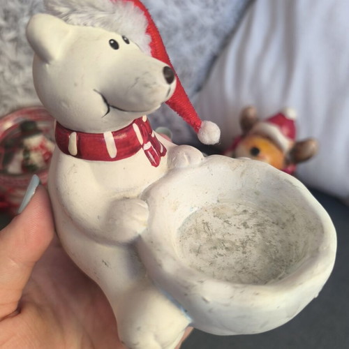 Christmas decoration set used, 5 pieces with candle holders