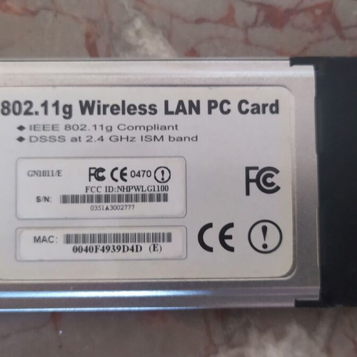 Wireless LAN PCMCIA Card 802.11g 54Mbps like new
