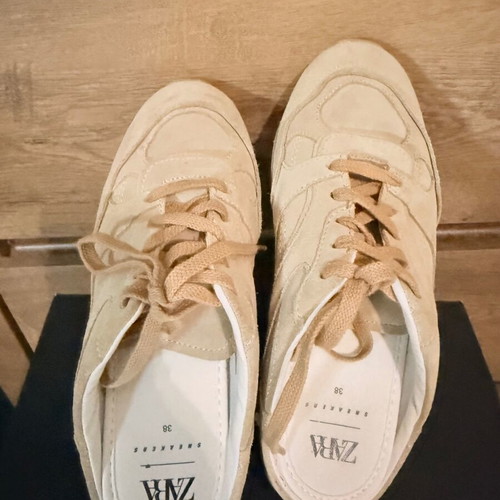 Zara Suede Athletic Shoes like new, size 38, beige
