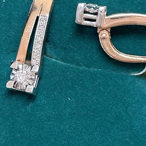 585 Gold Earrings with Diamonds, Modern Elegant Design