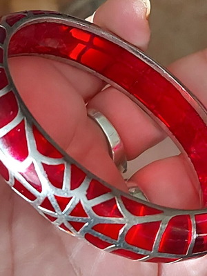 Βραχιόλι από λουσίτ με επένδυση από ασήμι sterling vintage, σαν καινούργιο