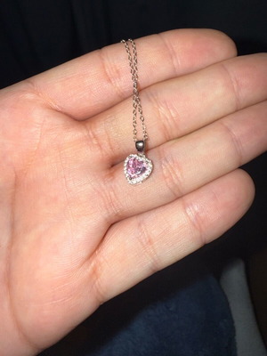 Silver Necklace 925 with Pink Zirconia Like New