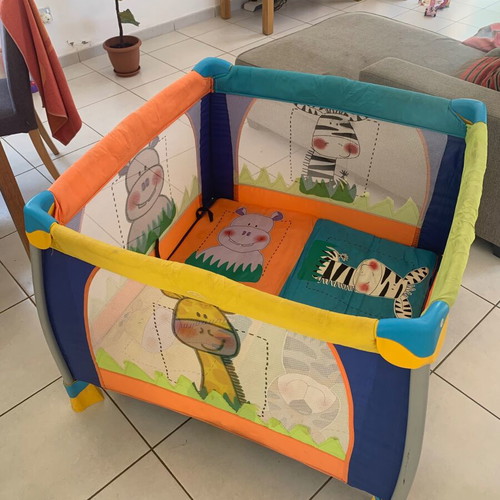 Large Baby Playpen Travel Cot with Safari Animal Design