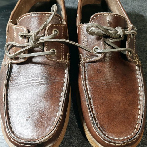 Men's leather boat shoes used, brown, size 41
