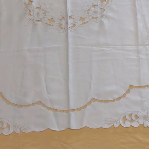 Tablecloth large square 1.34m beige cotton fabric new