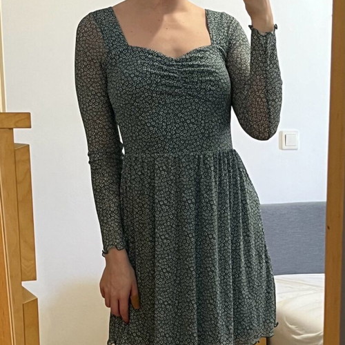 H&M Dress new S 36 mini long-sleeve floral green
