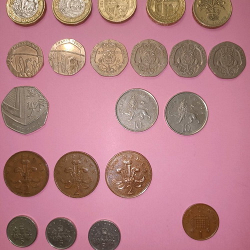 Collectible British coins used, pack of 21 pieces (1971-2017)