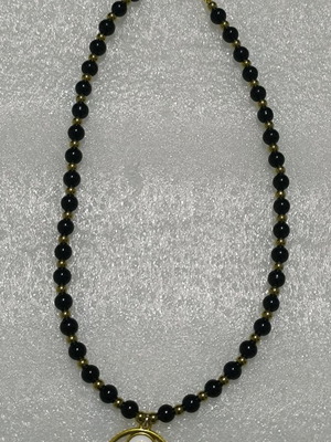 Handmade necklace with glass pearls and gold hematite beads new