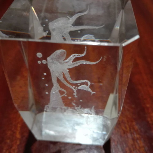 Glass decorative item used with 3D octopus design
