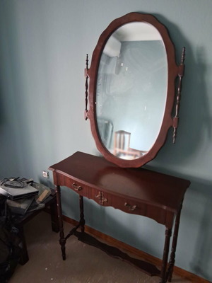 Vintage dressing table with large mirror, wood, like new