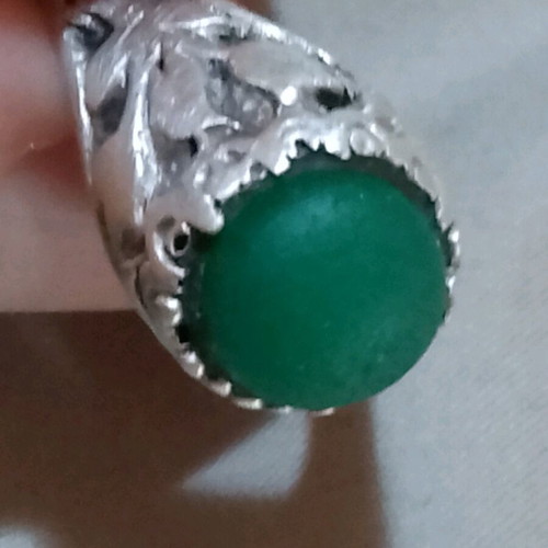 Handmade silver 925 ring with green agate like new