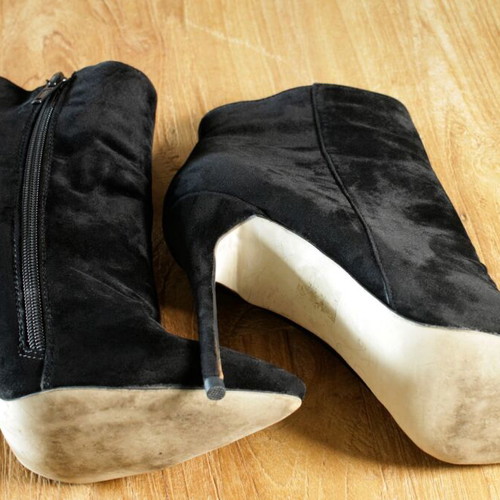 Public Desire black suede ankle boots new, 12 cm stiletto heel