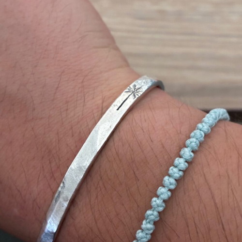 PALM Cuff bracelet, 925 sterling silver, men's handmade