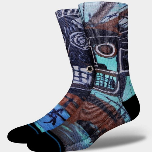 Jean-Michel Basquiat x Stance Socks New, 2 Heads on Gold Print, Size Large