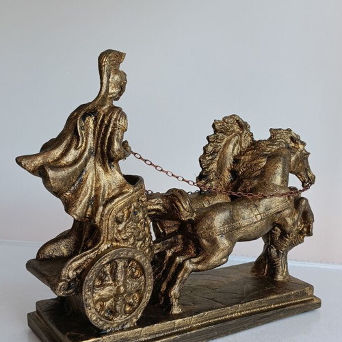 Roman warrior in chariot sculpture after triumph