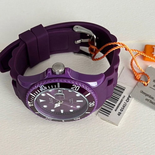 Just wristwatch new, purple, 43mm, waterproof 5atm