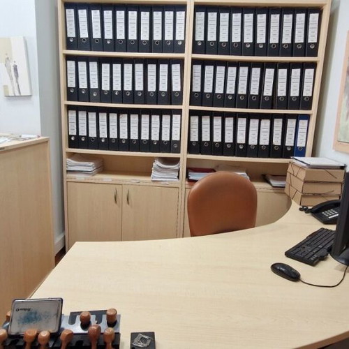 Office equipment used, 25 bookshelves and 11 desks