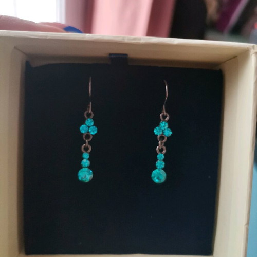 Dangling earrings like new from brass with turquoise stones