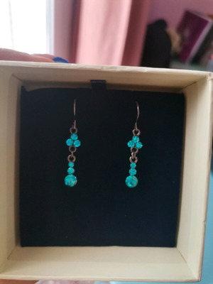 Dangling earrings like new from brass with turquoise stones