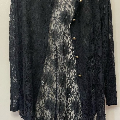 Black vintage long lace jacket used, size M