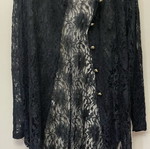 Black vintage long lace jacket used, size M