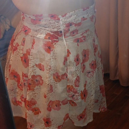 Mango summer skirt like new, size large, beige and pink, with pockets and side zipper